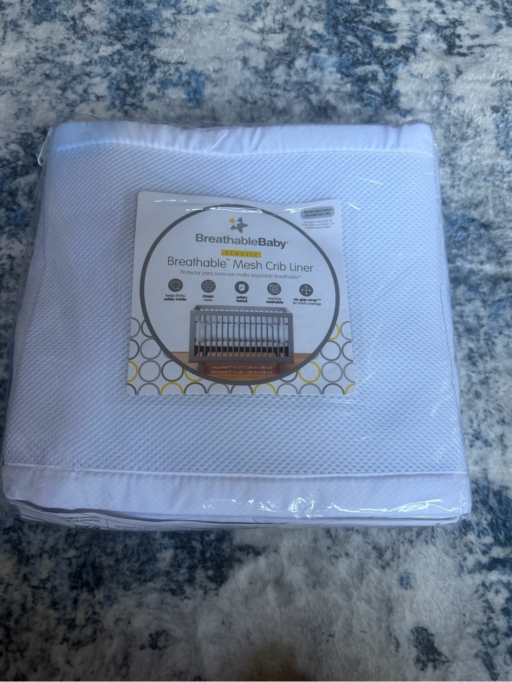 BreathableBaby Safety Mesh Liner for Full-Size Cribs White NEW IN PACKAGE